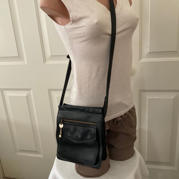 Fossil Vintage Black Leather Crossbody Bag - Picture 4 of 16
